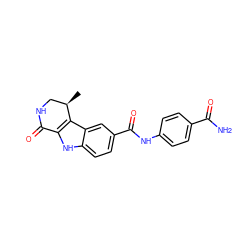 C[C@@H]1CNC(=O)c2[nH]c3ccc(C(=O)Nc4ccc(C(N)=O)cc4)cc3c21 ZINC000028902180