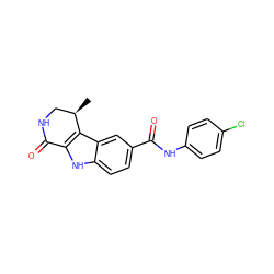 C[C@@H]1CNC(=O)c2[nH]c3ccc(C(=O)Nc4ccc(Cl)cc4)cc3c21 ZINC000028902141