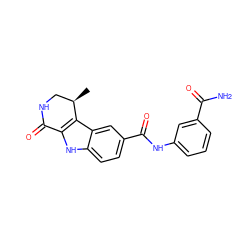 C[C@@H]1CNC(=O)c2[nH]c3ccc(C(=O)Nc4cccc(C(N)=O)c4)cc3c21 ZINC000028902096