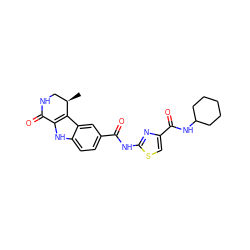 C[C@@H]1CNC(=O)c2[nH]c3ccc(C(=O)Nc4nc(C(=O)NC5CCCCC5)cs4)cc3c21 ZINC000028902396