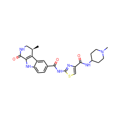 C[C@@H]1CNC(=O)c2[nH]c3ccc(C(=O)Nc4nc(C(=O)NC5CCN(C)CC5)cs4)cc3c21 ZINC000028902416