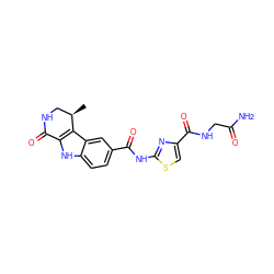 C[C@@H]1CNC(=O)c2[nH]c3ccc(C(=O)Nc4nc(C(=O)NCC(N)=O)cs4)cc3c21 ZINC000028902354