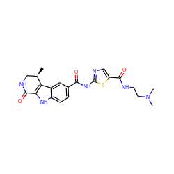 C[C@@H]1CNC(=O)c2[nH]c3ccc(C(=O)Nc4ncc(C(=O)NCCN(C)C)s4)cc3c21 ZINC000028902426