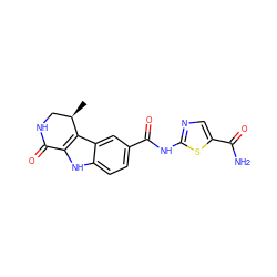 C[C@@H]1CNC(=O)c2[nH]c3ccc(C(=O)Nc4ncc(C(N)=O)s4)cc3c21 ZINC000028902290