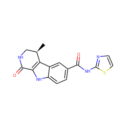 C[C@@H]1CNC(=O)c2[nH]c3ccc(C(=O)Nc4nccs4)cc3c21 ZINC000028901909