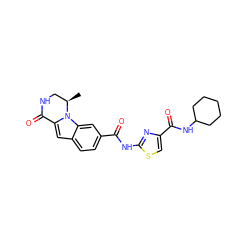 C[C@@H]1CNC(=O)c2cc3ccc(C(=O)Nc4nc(C(=O)NC5CCCCC5)cs4)cc3n21 ZINC000029127970