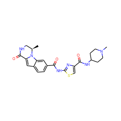 C[C@@H]1CNC(=O)c2cc3ccc(C(=O)Nc4nc(C(=O)NC5CCN(C)CC5)cs4)cc3n21 ZINC000029127967