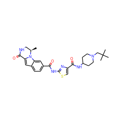 C[C@@H]1CNC(=O)c2cc3ccc(C(=O)Nc4nc(C(=O)NC5CCN(CC(C)(C)C)CC5)cs4)cc3n21 ZINC000029127870