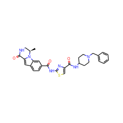 C[C@@H]1CNC(=O)c2cc3ccc(C(=O)Nc4nc(C(=O)NC5CCN(Cc6ccccc6)CC5)cs4)cc3n21 ZINC000029127813