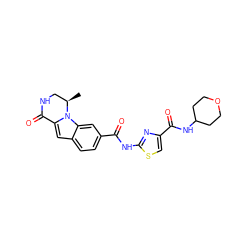 C[C@@H]1CNC(=O)c2cc3ccc(C(=O)Nc4nc(C(=O)NC5CCOCC5)cs4)cc3n21 ZINC000029127924