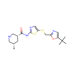 C[C@@H]1CNC[C@H](C(=O)Nc2ncc(SCc3ncc(C(C)(C)C)o3)s2)C1 ZINC000040846713