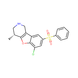 C[C@@H]1CNCc2c1oc1c(Cl)cc(S(=O)(=O)c3ccccc3)cc21 ZINC000143409594