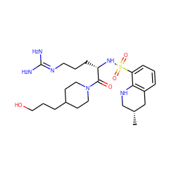 C[C@@H]1CNc2c(cccc2S(=O)(=O)N[C@@H](CCCN=C(N)N)C(=O)N2CCC(CCCO)CC2)C1 ZINC000013801881