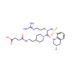 C[C@@H]1CNc2c(cccc2S(=O)(=O)N[C@@H](CCCN=C(N)N)C(=O)N2CCC(CCNC(=O)CCC(=O)O)CC2)C1 ZINC000027522136