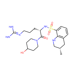 C[C@@H]1CNc2c(cccc2S(=O)(=O)N[C@@H](CCCN=C(N)N)C(=O)N2CCC(O)CC2)C1 ZINC000013801872