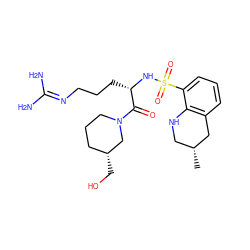 C[C@@H]1CNc2c(cccc2S(=O)(=O)N[C@@H](CCCN=C(N)N)C(=O)N2CCC[C@@H](CO)C2)C1 ZINC000013801861