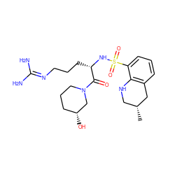 C[C@@H]1CNc2c(cccc2S(=O)(=O)N[C@@H](CCCN=C(N)N)C(=O)N2CCC[C@@H](O)C2)C1 ZINC000013801856