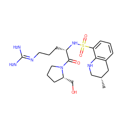 C[C@@H]1CNc2c(cccc2S(=O)(=O)N[C@@H](CCCN=C(N)N)C(=O)N2CCC[C@H]2CO)C1 ZINC000027523181