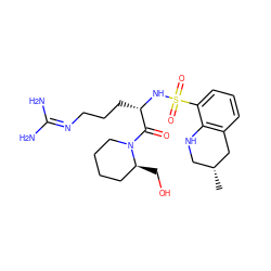 C[C@@H]1CNc2c(cccc2S(=O)(=O)N[C@@H](CCCN=C(N)N)C(=O)N2CCCC[C@@H]2CO)C1 ZINC000013801805