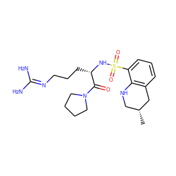 C[C@@H]1CNc2c(cccc2S(=O)(=O)N[C@@H](CCCN=C(N)N)C(=O)N2CCCC2)C1 ZINC000013801818