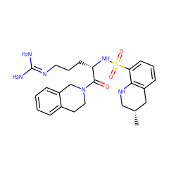 C[C@@H]1CNc2c(cccc2S(=O)(=O)N[C@@H](CCCN=C(N)N)C(=O)N2CCc3ccccc3C2)C1 ZINC000013801823