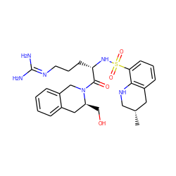 C[C@@H]1CNc2c(cccc2S(=O)(=O)N[C@@H](CCCN=C(N)N)C(=O)N2Cc3ccccc3C[C@@H]2CO)C1 ZINC000013801851