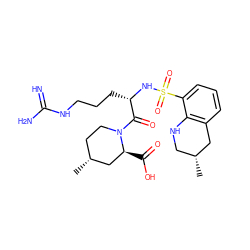 C[C@@H]1CNc2c(cccc2S(=O)(=O)N[C@@H](CCCNC(=N)N)C(=O)N2CC[C@@H](C)C[C@@H]2C(=O)O)C1 ZINC000003917722