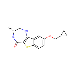 C[C@@H]1CNc2c(sc3ccc(OCC4CC4)cc23)C(=O)N1 ZINC000043020377