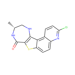 C[C@@H]1CNc2c(sc3ccc4nc(Cl)ccc4c23)C(=O)N1 ZINC000042966009