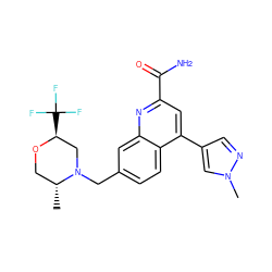 C[C@@H]1CO[C@@H](C(F)(F)F)CN1Cc1ccc2c(-c3cnn(C)c3)cc(C(N)=O)nc2c1 ZINC000221623059