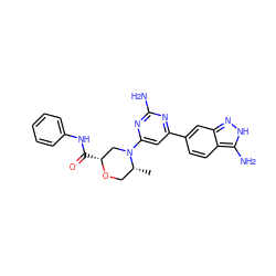 C[C@@H]1CO[C@H](C(=O)Nc2ccccc2)CN1c1cc(-c2ccc3c(N)[nH]nc3c2)nc(N)n1 ZINC000071316200