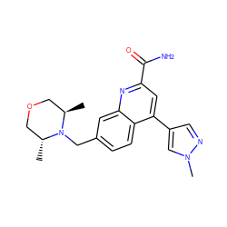 C[C@@H]1COC[C@@H](C)N1Cc1ccc2c(-c3cnn(C)c3)cc(C(N)=O)nc2c1 ZINC000221616298