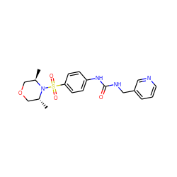 C[C@@H]1COC[C@@H](C)N1S(=O)(=O)c1ccc(NC(=O)NCc2cccnc2)cc1 ZINC000096271691