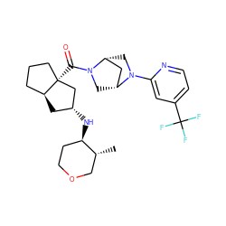 C[C@@H]1COCC[C@H]1N[C@@H]1C[C@H]2CCC[C@@]2(C(=O)N2C[C@@H]3C[C@H]2CN3c2cc(C(F)(F)F)ccn2)C1 ZINC000150231714