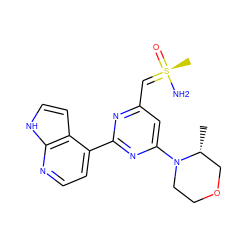 C[C@@H]1COCCN1c1cc(C=[S@@](C)(N)=O)nc(-c2ccnc3[nH]ccc23)n1 ZINC000169694606