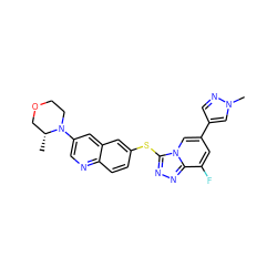 C[C@@H]1COCCN1c1cnc2ccc(Sc3nnc4c(F)cc(-c5cnn(C)c5)cn34)cc2c1 ZINC000204990924