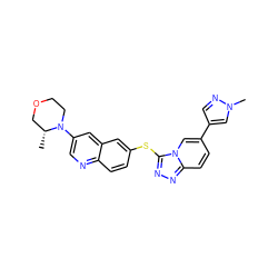 C[C@@H]1COCCN1c1cnc2ccc(Sc3nnc4ccc(-c5cnn(C)c5)cn34)cc2c1 ZINC000204990872