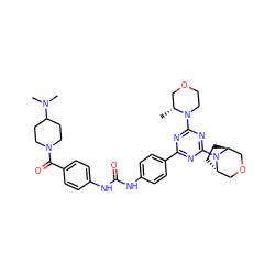 C[C@@H]1COCCN1c1nc(-c2ccc(NC(=O)Nc3ccc(C(=O)N4CCC(N(C)C)CC4)cc3)cc2)nc(N2[C@H]3CC[C@H]2COC3)n1 ZINC000261150976