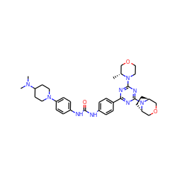 C[C@@H]1COCCN1c1nc(-c2ccc(NC(=O)Nc3ccc(N4CCC(N(C)C)CC4)cc3)cc2)nc(N2[C@H]3CC[C@H]2COC3)n1 ZINC000253783306