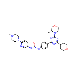 C[C@@H]1COCCN1c1nc(-c2ccc(NC(=O)Nc3ccc(N4CCN(C)CC4)nc3)cc2)nc(C2CCOCC2)n1 ZINC000049780290