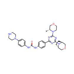 C[C@@H]1COCCN1c1nc(-c2ccc(NC(=O)Nc3ccc(N4CCNCC4)cc3)cc2)nc(N2[C@H]3CC[C@H]2COC3)n1 ZINC000253777097