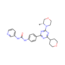 C[C@@H]1COCCN1c1nc(-c2ccc(NC(=O)Nc3cccnc3)cc2)nc(C2CCOCC2)n1 ZINC000049069637