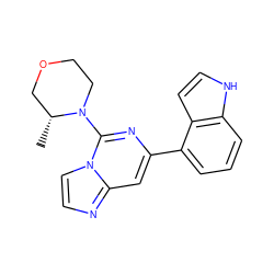 C[C@@H]1COCCN1c1nc(-c2cccc3[nH]ccc23)cc2nccn12 ZINC000299821795