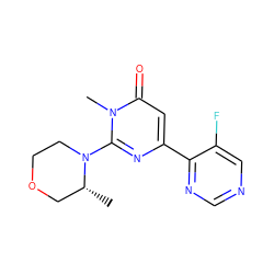 C[C@@H]1COCCN1c1nc(-c2ncncc2F)cc(=O)n1C ZINC000068248510