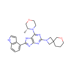 C[C@@H]1COCCN1c1nc(N2CC3(CCCOC3)C2)nc2nc(-c3cccc4[nH]ccc34)[nH]c12 ZINC000207227165