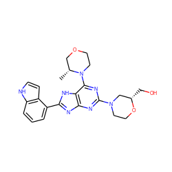 C[C@@H]1COCCN1c1nc(N2CCO[C@@H](CO)C2)nc2nc(-c3cccc4[nH]ccc34)[nH]c12 ZINC000218610210