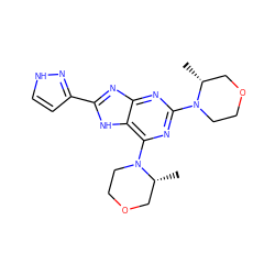 C[C@@H]1COCCN1c1nc(N2CCOC[C@H]2C)c2[nH]c(-c3cc[nH]n3)nc2n1 ZINC001772614495