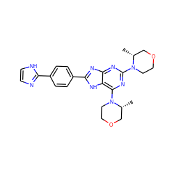 C[C@@H]1COCCN1c1nc(N2CCOC[C@H]2C)c2[nH]c(-c3ccc(-c4ncc[nH]4)cc3)nc2n1 ZINC000207237014