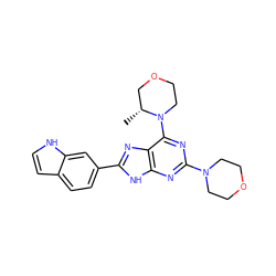 C[C@@H]1COCCN1c1nc(N2CCOCC2)nc2[nH]c(-c3ccc4cc[nH]c4c3)nc12 ZINC000143926381