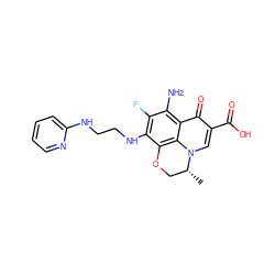 C[C@@H]1COc2c(NCCNc3ccccn3)c(F)c(N)c3c(=O)c(C(=O)O)cn1c23 ZINC000072124392